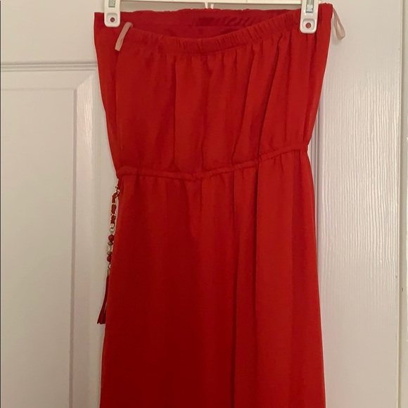 Red tube top high low dress - Picture 3 of 4